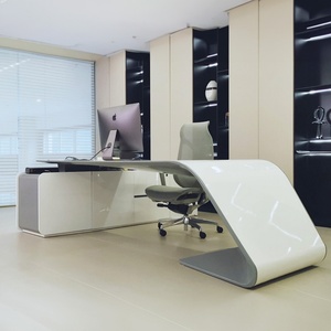 Modern MDF Office Desk L Shape Furniture Luxury Executive Office <b>Works</b> Manager <b>Table</b> Desk Modular Office Desks - Product Image 3