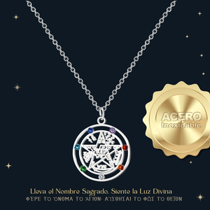 Collana di Tetragrammaton Chakra pietre portafortuna amuleto protettivo in acciaio inox Link argento moda minimalista ciondoli - Product Image 3