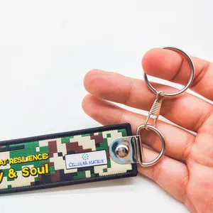 Logotipo promocional personalizado Anime Tripulação dupla face tecido bordado Jet Tag Keychain