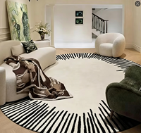 Tapis artisanal en laine haut de gamme, style classique, moderne, pour salon, tapis de table basse, rayé, personnalisable pour chambre et bureau