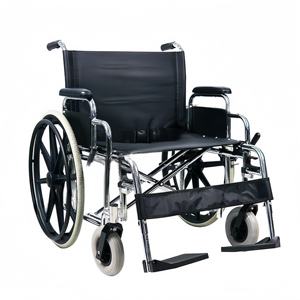 Silla de ruedas manual de servicio pesado con asiento extra ancho y capacidad de 200kg diseñada para pacientes bariátricos y ancianos Material de acero - Product Image 1