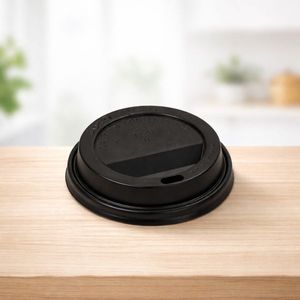 ProTakeOut PTOFLPA90B 10-24 Oz Flat Lids Paper <b>Cups</b> 90mm Rim <b>Black</b> PP Plastic 1000 Pack (50/20) Secure-Fit - Product Image 4