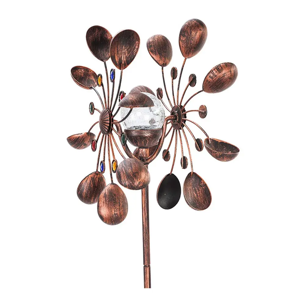 Oniya-bola de cristal alimentada por energía Solar, elemento de Metal de temporada multicolor con girador de viento kinético para jardín, 7 pulgadas, doble dirección