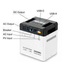 Générateur solaire portable tout-en-un 1000W avec onduleur et batterie de stockage d'énergie 2000Wh, UPS, station d'alimentation domestique LiFePO4