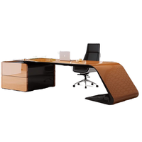 Mobilier de bureau de bureau de patron en bois blanc moderne personnalisable pour l'application de villa style panneau de bois