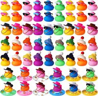 Vente en gros de mini canards en caoutchouc imprimés assortis de 2 pouces Jouets de bain en vrac pour enfants Coffret cadeau canard de course flottant lesté