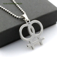 Collier en acier inoxydable avec symbole de fierté lesbienne, pendentif creux Vénus pour femmes, bijoux de même sexe