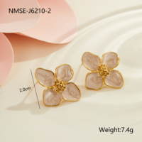 Aksesoris Wanita Harian Perhiasan Fashion Baja Anti Karat Desain Bunga Warna-warni Anting Tusuk untuk Wanita Muda