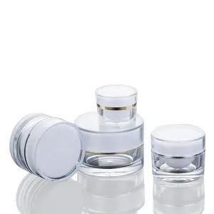 Crema cosmética pequeña, frasco de crema de doble cubierta acrílica vacía de plástico, 5g, 10g, 20g