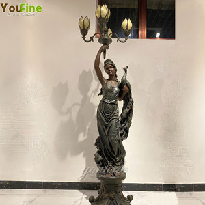 Decorativa hermosa de resina de fibra de vidrio estatua lámpara puesto en Color de bronce - Product Image 4