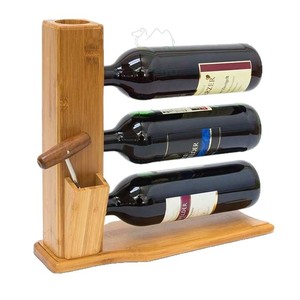 ชั้นวางไวน์ไม้ไผ่ 3 ขวด ชั้นวางโชว์ไม้เนื้อแข็งสำหรับห้องนั่งเล่น - Product Image 4