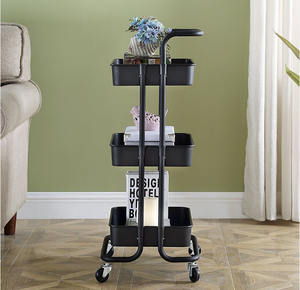 Keranjang penyimpanan dapur dapat digerakkan, keranjang utilitas penggulung 3 tingkat untuk penyimpanan dan pengaturan dapur kamar mandi rumah kantor - Product Image 4