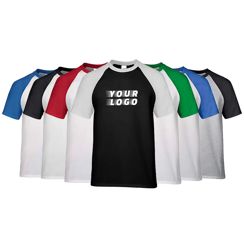 Benutzer definierter Druck Logo Männer T-Shirt Baumwolle Raglan Kurzarm Kontrast farbe T-Shirt Für Männer Frauen