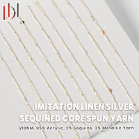 Filament de nylon de type soie Dihong, filé à l'âme, 10NM, 95% acrylique, 2% perles, 3% fils d'or et d'argent