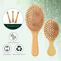 Ensemble de brosses à cheveux en bambou 4 pièces Kit de peigne démêlant avec fonction de palette pour femmes hommes enfants de tous types de cheveux Livré dans une boîte cadeau