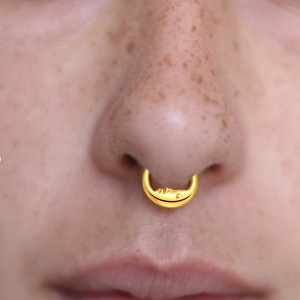 Anello per Naso in Titanio ASTM F136 a Forma di Luna, Gioielli per <span class=keywords><strong>Piercing</strong></span> al Naso, Septum, Orecchio, Daith, Rook, Gioielli per <span class=keywords><strong>Piercing</strong></span> Corporeo - Product Image 3
