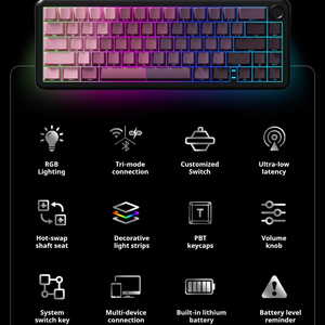 Weikav WK68 mechanical <strong>keyboard</strong>, three-mode wireless <strong>keyboard</strong>, hot-swappable RGB 4000mAh gaming <strong>keyboard</strong> with <strong>knobs</strong> - Product Image 6