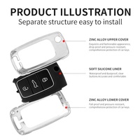 Coque de clé en alliage de zinc et silicone sur mesure, fabricant OEM de coques de clé de voiture pour VW Golf Passat Tiguan Polo, coque de clé intelligente