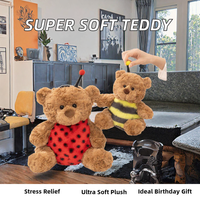 En gros Ours en peluche super doux et adorable, avec vêtements d'abeille et de coccinelle, rembourrage en coton PP, anti-stress, parfait
