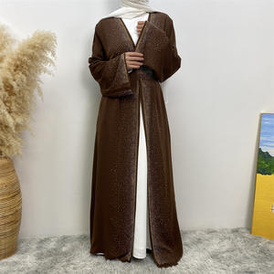 Yibaoli fabricante 5 colores Nida tela largo musulmán vestido con lentejuelas Eid abierto Abaya abrigo - Product Image 3