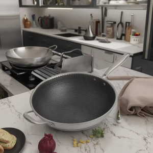 <span class=keywords><strong>Precio</strong></span> al por mayor de buena calidad de nido de abeja de acero inoxidable <span class=keywords><strong>huevo</strong></span> frito bistec antiadherente Wok sartén - Product Image 2