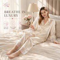 Ensemble pyjama en satin de soie pur à manches longues et boutonnage frontal pour femme, prêt à être expédié, livraison rapide, vêtements de détente de luxe pour la maison