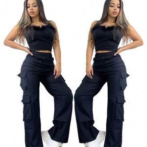 New Denim Semi-Elastic Design Personality All-in-One Cargo <strong>Pants</strong> <strong>Wish</strong> <strong>Women</strong> Fashion - Product Image 1