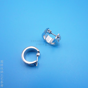 Custom Made <b>Huggie</b> <b>Earrings</b> Bright <b>Silver</b> Letter Engraved Open C Shape Everyday Wear - Product Image 3