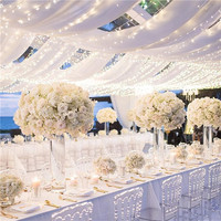 Mousseline de soie blanche plafond rideaux rideaux tissu pour mariage hôtel toile de fond arc décoration événement suspendu plafond drapé