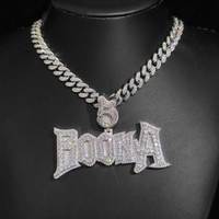 NUOYA Bijoux Hip Hop personnalisés Pendentif nom en diamant glacé Pendentif lettre personnalisé en diamant brillant