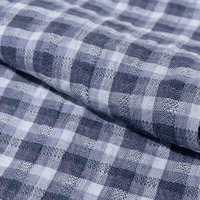 Tissu à carreaux 100% Lin 132 g/m² teint en fil, lavé, respirant, doux et léger pour literie, canapé, rideaux, chemises et robes printemps-été