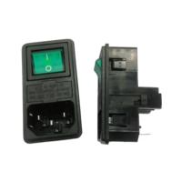 Module d'entrée d'alimentation 3-en-1 UL/EN 60320 10A 250VAC C14, double porte-fusible et voyant lumineux vert pour l'électronique médicale