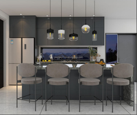 Cuisine modulaire George Group Canada Design gris foncé mat avec évier en marbre cascade et robinet pour appartement