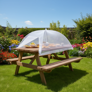 Housse de table jetable pliable anti-mouches blanche en non-tissé pour la protection des aliments, utilisation en extérieur - Product Image 2