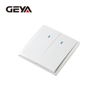 GEYA Interruptores de Pared de Material PC Impermeables Estándar Europeo al por Mayor, Interruptor de Placa de 2 Ganglios 1 Vía/2 Ganglios 2 Vías con Luz LED