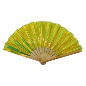 Venta al por mayor de PVC Rave Festival Flash abanicos plegables de mano hecho a mano abanico de bambú para suministros promocionales para fiestas - Product Image 5