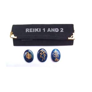 Bleu Onyx Reiki 1-2 Ovale Ensemble En Gros Reiki Pierres Cabochon Reiki Cadeau Ensemble - Product Image 1
