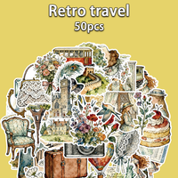 50 pegatinas retro de viaje para PVC, impermeables, para coche, teléfono móvil, portátil, botella de agua.
