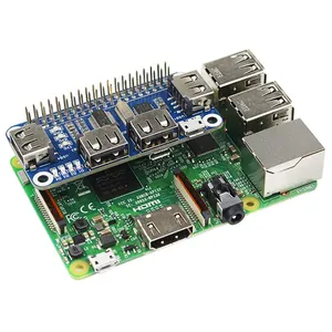 USB HUB หมวกสำหรับ Raspberry Pi 3 / 2 /W,บอร์ดขยาย4พอร์ต USB เป็น UART สำหรับแก้จุดบกพร่องแบบอนุกรมสามารถใช้ได้กับ USB2.0/1