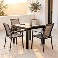 Mesa de Comedor Extensible de Aluminio para Patio HOMFUL, Diseño de Dos Piezas con Tablero de Listones, Mesa de Comedor para Exteriores