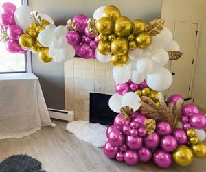 Ensemble de couronnes de ballons blanc or métallisé Ballon <span class=keywords><strong>rose</strong></span> métallisé Douche nuptiale Fête de fiançailles Fête d'<span class=keywords><strong>anniversaire</strong></span> - Product Image 2