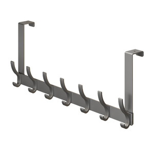 Shu Zheng Over Door Hooks Gunmetal Gray 6 Hooks No Drill Coat <b>Rack</b> <b>Clothes</b> Storage Hook Type - Product Image 5