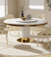 Mobilier de salle à manger moderne et luxueux avec plateau en marbre, table à manger ovale et ronde, ensemble 4 chaises, design personnalisé nouveau