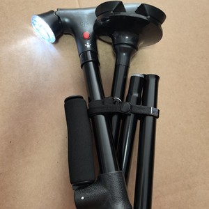 Double Handle Folding Walking Stick With Light And Alarm For Elderly Portable Telescopic Aluminum Alloy Hiking Pole - Product Image 4
