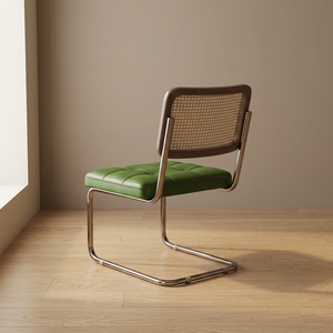 Modern Midcentury Contemporary <b>Living</b> <b>Room</b> <b>Chair</b> Green PU Leather Seat Metal Frame Tufted Solid Back Multi-Purpose Apartment - Product Image 5
