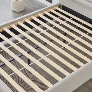 Letto Matrimoniale Moderno in Tessuto di Lino Grigio Lussuoso, Letto Morbido per Camera da Letto King o Queen Size - Product Image 4