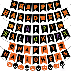 Nuove decorazioni per feste di Halloween con striscioni a tema zucca e <span class=keywords><strong>Batman</strong></span>, riutilizzabili, in carta, per interni ed esterni - Product Image 1