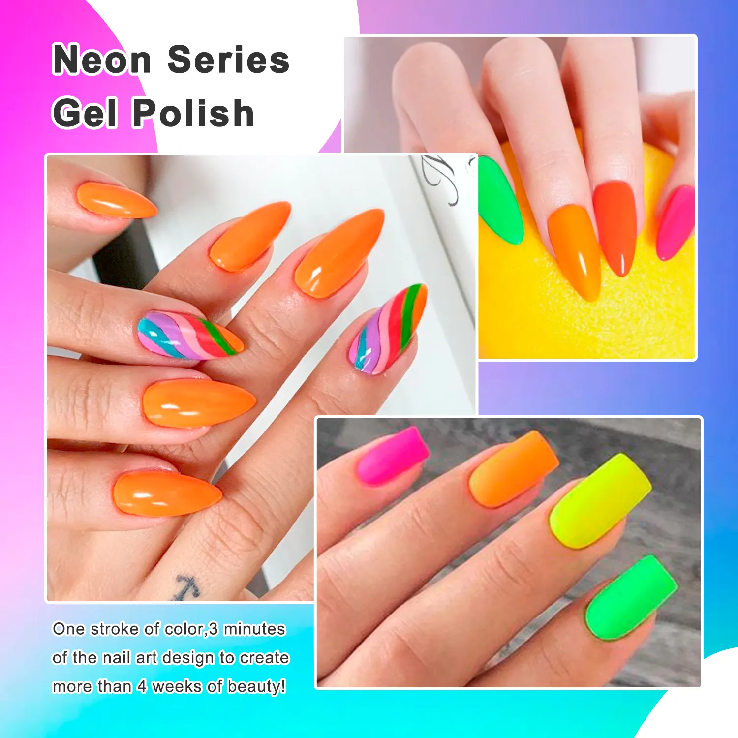 48-Farben-Set Neon-Color UV Gel-Nagellack-Set kundenspezifische Flaschenverpackung Nagelprodukte Salon Gel-Nagellack