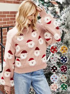 <span class=keywords><strong>Pull</strong></span> de Noël en tricot pour femme, style européen, nouvelle collection hiver 2025, motif tête de femme âgée - Product Image 5
