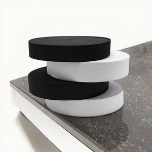Vente en gros de bandes élastiques tricotées plates 20mm 25mm 30mm 40mm 50mm Tailles pour vêtements Home Textiles Ceintures Noir Blanc Sangle de qualité supérieure - Product Image 1